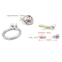 Jaula de castidad masculina con dispositivo de bloqueo oculto, anillos de acero 304, dilatador uretral de ojo de caballo, catéter de uretra - details 0