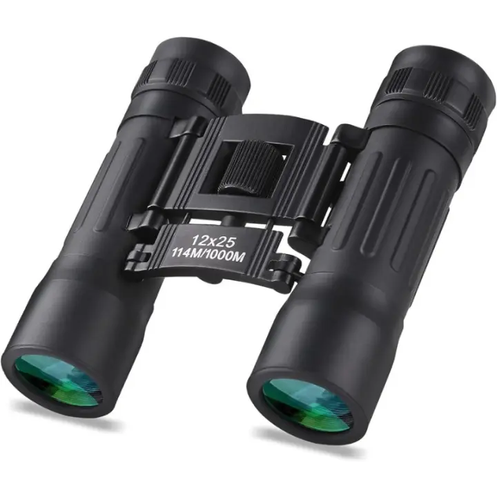 Binoculares compactos de enfoque fácil de alta potencia, binoculares portátiles de gran tamaño para viajes, senderismo, 12x25 - 1