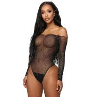 Nueva lencería sexy Babydoll de Grid medias de malla sin tirantes con perspectiva de club perforadas calientes para mujer - details 3