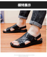 Sandalias de cuero para hombre, zapatos suaves de playa y exterior, planos, color negro, para jardín, 2024 - details 3
