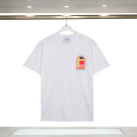 Camiseta Deportiva de Algodón Puro para Hombres Cuello Redondo, Estampado de Logotipo Delantero, Estilo Casual para el Verano - details 1