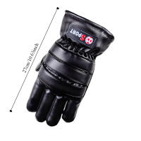 Guantes de cuero para invierno con pantalla táctil, guantes de terciopelo para mantener el calor, equipo de jinete, guantes deportivos impermeables para conducir con dedos completos, esquí - details 0