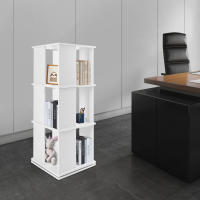 Estante de Libros Giratorio de 3 Niveles Organizador de Almacenamiento de Libros con Giratorio de 360° Estante de Libros Soporte de Piso Blanco - details 1