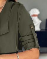 Ropa de mujer 2025 Otoño e Invierno moda suelta Color sólido manga enrollable chaqueta cortavientos de longitud media - details 6