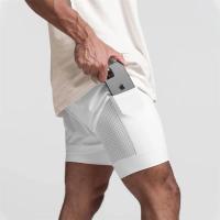 Pantalones cortos deportivos 2 en 1 para hombre, ropa deportiva de doble cubierta para correr, playa, gimnasio, entrenamiento - details 14