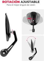Espejo Manillar Universal para Motocicleta Plegable Giratorio de 360 ° - details 1