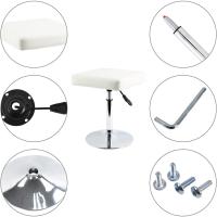 Cuadrado Cuero Silla Ocio Bar Trabajo Giratorio Ajustable en Altura Garaje sin Respaldo barbero Blanco - details 5
