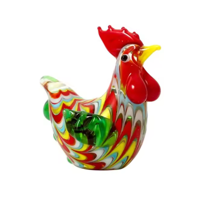 Cuentas de Vidrio de Gallo Adorno de Escritorio Colorido Estatua de Gallina Pequeña - 1