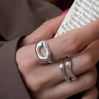Anillos huecos simples de acero inoxidable para mujer moda geométrica Smiple abierto hecho a mano regalos de joyería para fiesta de alergias novedad de 2023 - details 3