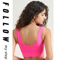 Women solid color fitness sports bra top gym yoga athletic tight workout soft brassiere padded - details 19