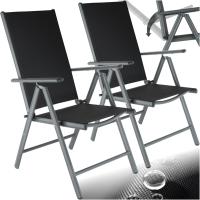 Conjunto de Sillas de Jardín Exterior de Aluminio 2 Piezas, Con Ruedas, Resalte Regulable, Resistente a la Intemperie, Transpirable, Limpieza Fácil Antracita - details 0