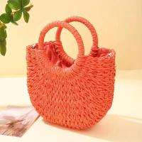 Bolso de playa de media luna de vid de hierba tejido a mano, bolso de hombro hueco de verano para mujer de gran capacidad - details 9