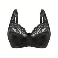 Tallas grandes sexy para mujer, ropa interior de encaje en contraste, cobertura total, mini sujetador ligero con lazo - details 4