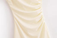 Mini vestido elegante de verano con cuello redondo y sin mangas, decoración informal plisada, vestidos cortos en la espalda para mujer - details 24