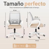 Silla Oficina con Apoyo Lumbar, Estructura de Plastico, Malla Transpirable, Ruedas Giratorias 360 °   Soporta hasta 120kg - details 14
