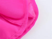 OUWU- Camisa elegante de gasa rosa fuerte para mujer 2025, blusas cortas elásticas con cuello en V y dobladillo con volantes en cascada - details 8