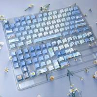Coreano Cherry Pbt Blue Chasing Summer Cool Theme 126 teclas Teclas Hangul con gradiente personalizado - details 5