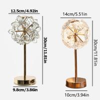 Lámpara de cristal con pantalla, lámpara de mesa de cristal, decoración romántica regulable, luz de escritorio, 3 luces de colores, luces suaves, lámpara de noche moderna - details 0