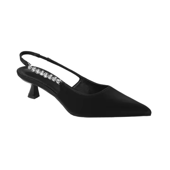Xiaoxiangfeng-correa de cadena puntiaguda, tacón medio, zapatos individuales - 1