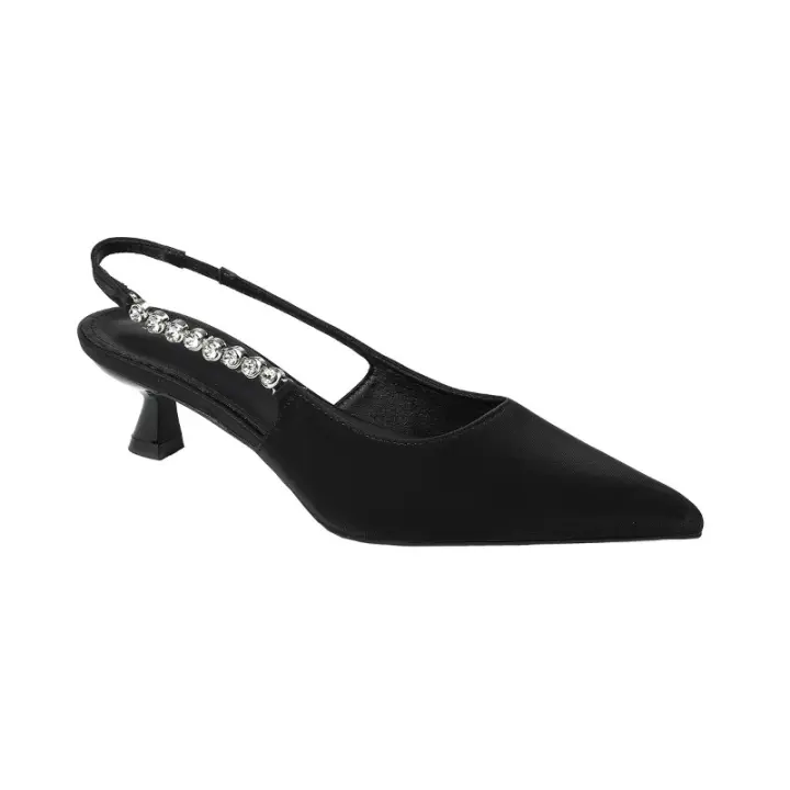 Xiaoxiangfeng-correa de cadena puntiaguda, tacón medio, zapatos individuales - 1