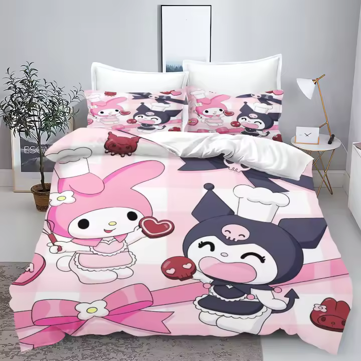 Juego de Ropa de Cama Impresa de Poliéster 100% Funda de Edredón de Dibujo Animado Lindo - 1