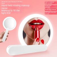Espejo De Maquillaje Portátil Recargable Con Luz LED Rotativo Redondo Pequeño Y Plegable Para Viajes Espejo De Mano Con Luz USB - details 0