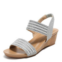 Sandalia zapatos romanos de moda 2025 nuevas sandalias de cuña informales con temperamento de diamante de agua para mujer - details 3