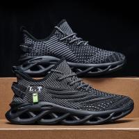 Zapatillas de coco transpirables de malla para hombre con suela suave para aumentar la altura de correr zapatos negros para papá - details 1