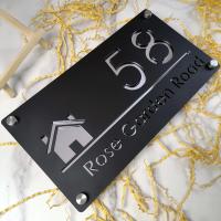 Placa de Número de Casa Moderna de Acrílico Cortado Láser Personalizado - details 12