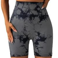 Pantalones cortos deportivos de cintura alta con pliegues y estampado Tie Dye para mujer, pantalones cortos informales ajustados, cómodos y transpirables sin costuras para entrenamiento de yoga y gimnasio - details 5