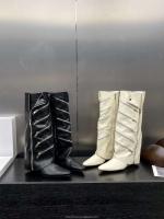 Señal de entrega 2024, nuevos zapatos de tacón inclinado a la moda con cremallera para mujer, botas de moto con parte inferior gruesa - details 1
