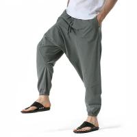 Pantalones de Lineno y Algodón para Hombres Pantalones Anchos Casuales con Cintura Baja - details 7