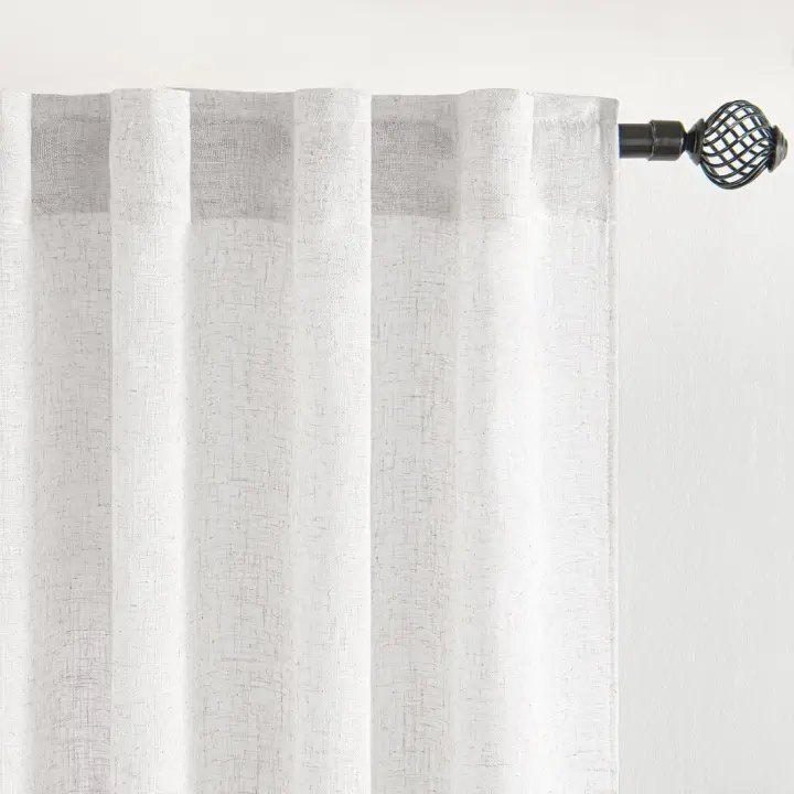 Juego de Cortinas de Lino Transparente de Dos Piezas 245x140cm Cortinas Modernas para Dos Puertas de Balcón para Salón Dormitorio - 1