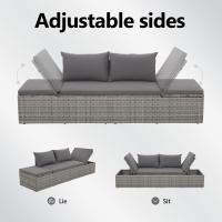 Sofá Jardín Ratán Sintético Acero Cojín Marrón Tumbona Ajustable Patio - details 12