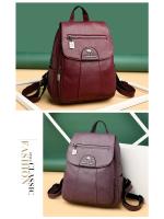 Mochila De Cuero Suave Para Mujer En 5 Colores Bolsa De Hombro Vintage Casual Viaje Mochila De Escuela Bolsa Para Damas - details 21