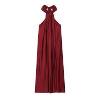 Elegante Vestido Largo para Mujer Rojo Vino, Sin Mangas, Espalda Descubierta, Venta Alta, Perfecto para Vacaciones de Verano en la Playa - details 0