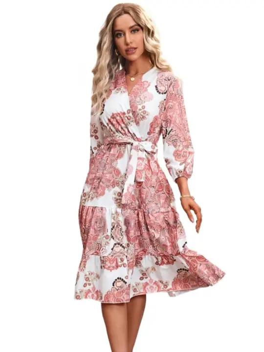 Vestido Midi elegante de manga larga para mujer, ropa de lujo de alta calidad, hermosa, a la moda, nuevo - 1