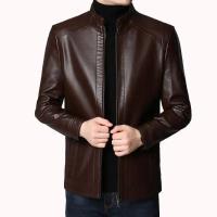 Chaqueta de Cuero de Moda para Hombres Ajuste Delgado, A Prueba de Viento, Estilo Motociclista, Tendencia de Otoño - details 0