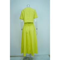 Conjunto de moda de primavera para mujer, elegante, de color sólido, informal, top corto y falda de botonadura sencilla - details 9