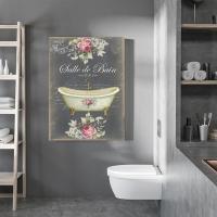 Póster de Decoración de Baño Francés Retro Pintura en Lienzo de Trapo con Diseño Floral y Acuático Para Arte de Pared en Casa Material de Lienzo - details 7