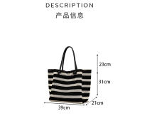 Bolso de Mano Lazy Wind Holiday Bolso de Lona Portátil de Gran Capacidad con Tiras Blancas y Negras para las Axilas - details 4