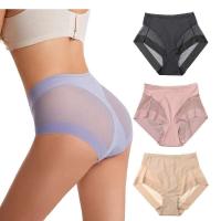 Ropa interior de mujer de cintura alta sin costuras con control abdominal, levantamiento de cadera, ropa interior invisible de seda helada - details 1