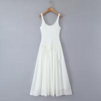 Nueva ropa de mujer europeo y americano diseño francés lado dividido delgado perla decorativa vestido largo - details 4