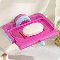 Caja de jabón giratoria creativa, contenedor de jabón de baño autodrenante montado en la pared, jabonera de plástico antideslizante con drenaje de agua para cocina - details 6