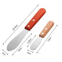 Cubiertos con mango de madera, espátula para mantequilla de acero inoxidable, raspador de crema, accesorios de cocina, herramientas para queso - details 3