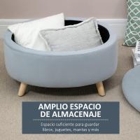 Taburete de Almacenamiento de Terciopelo Puff Tapizada con Tapa Extraíble Patas de Madera - details 12