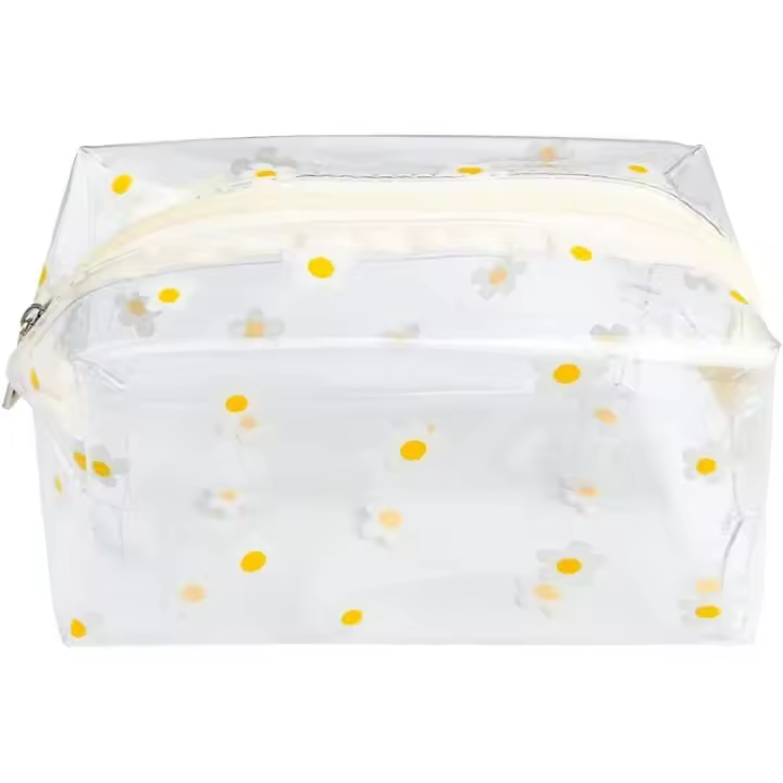 Bolsas de cosméticos transparentes, estuche de PVC para lápices, bolsas de maquillaje de frutas transparentes, linda bolsa de viaje para cosméticos para mujeres y niñas (Margarita) - 1