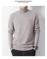 Suéter de punto grueso y cálido con cuello alto para hombre, camisa base, top de manga larga de moda - details 6
