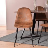 Juego de 4 Sillas de Comedor Vintage Retro Tapizadas en Gamuza con Patas Metálicas para Cocina/Salón - details 3