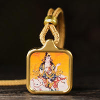 Llevando un pequeño Tangka, Bodhisattva Samantabhadra, Dragón Zhakiram, Gran Colgante del Cielo Negro, Dios Amarillo de la Riqueza, Tara Verde - details 7